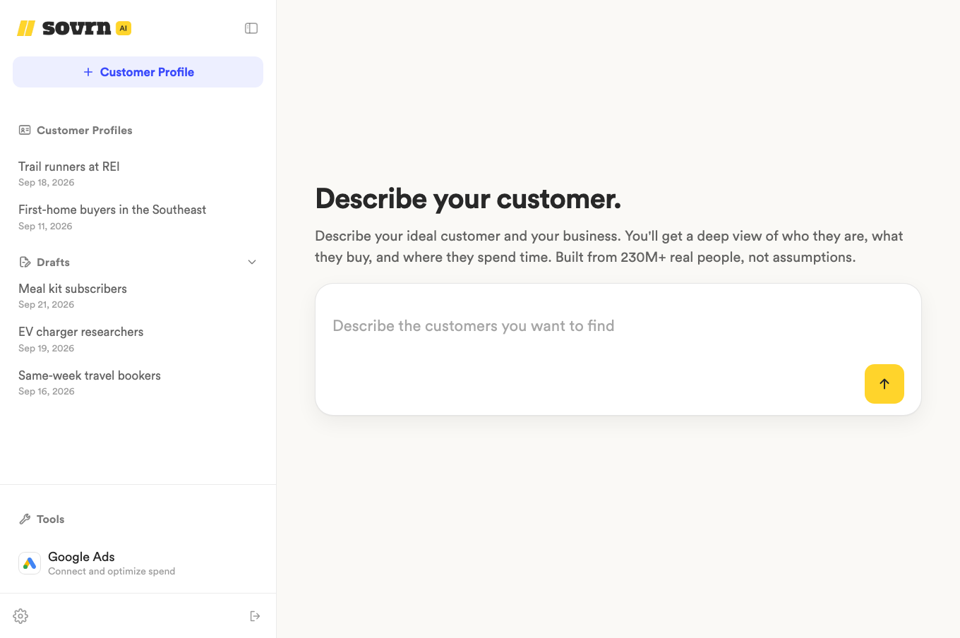 Customer Profile kickoff. Describe your customer.